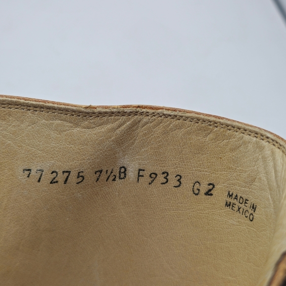 FRYE Vintage Retro Swirl Stitching Tall Chunky High Heel Brown Leather Boots - Picture 8 of 9